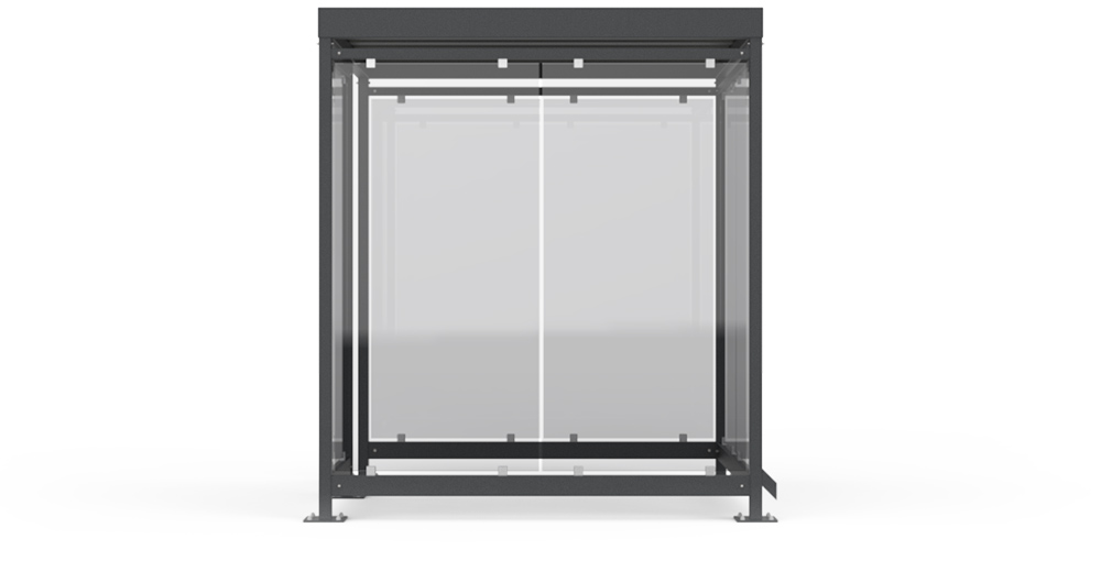 Smoking shelter Inurbia Eco-Line R5 front view